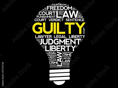 Guilty bulb word cloud collage, concept background