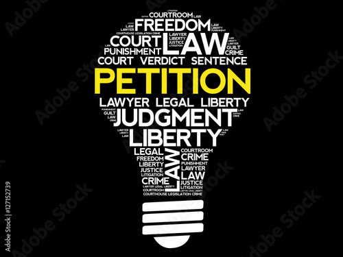 Petition bulb word cloud collage, concept background