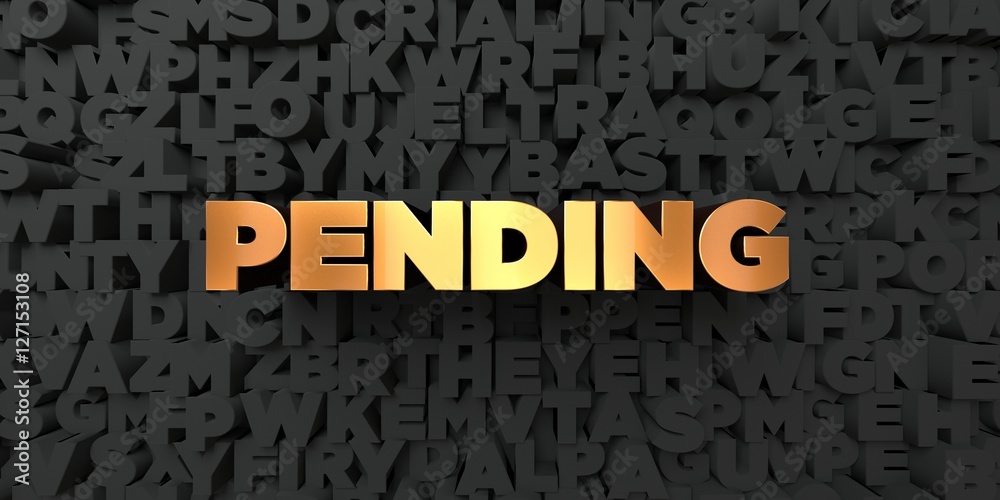 Pending - Gold text on black background - 3D rendered royalty free stock picture. This image can be used for an online website banner ad or a print postcard. Pending - Gold text on black background - 3D rendered royalty free stock picture. This image can be used for an online website banner ad or a print postcard.