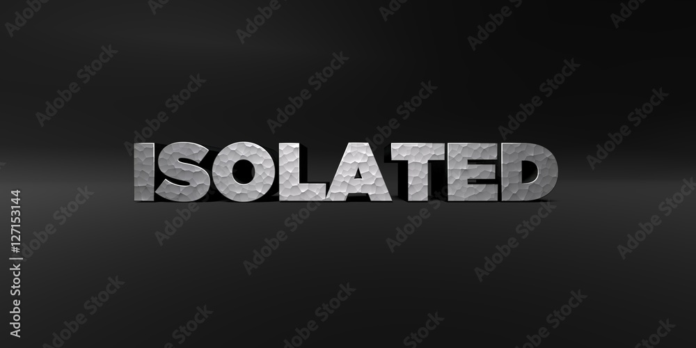 ISOLATED - hammered metal finish text on black studio - 3D rendered royalty free stock photo. This image can be used for an online website banner ad or a print postcard.