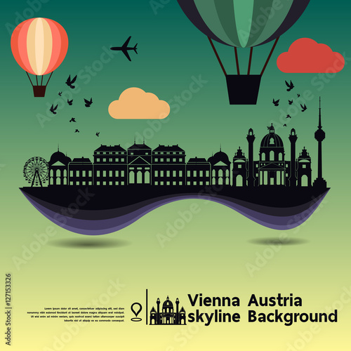 Fotografija Vienna, Austrias, skyline background and  travel destination, vector Illustratio