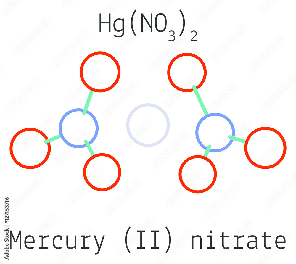 Mercury II nitrate HgN2O6 molecule Mercury II nitrate HgN2O6 molecule