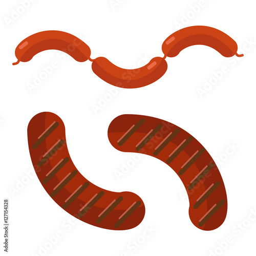 Sausage Grill. A set of raw and ready-made sausages grilling. ve