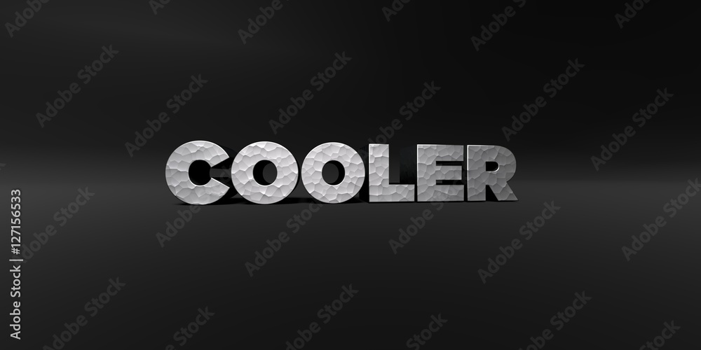 COOLER - hammered metal finish text on black studio - 3D rendered royalty free stock photo. This image can be used for an online website banner ad or a print postcard. COOLER - hammered metal finish text on black studio - 3D rendered royalty free stock photo. This image can be used for an online website banner ad or a print postcard.