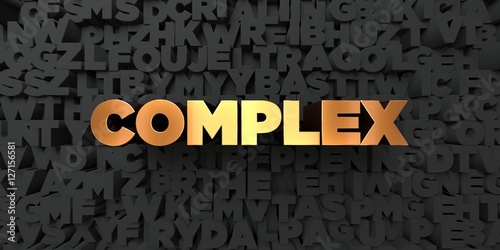 Canvas-taulu Complex - Gold text on black background - 3D rendered royalty free stock picture