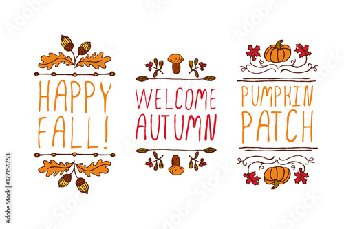 Hand drawn autumn elements with inscription
