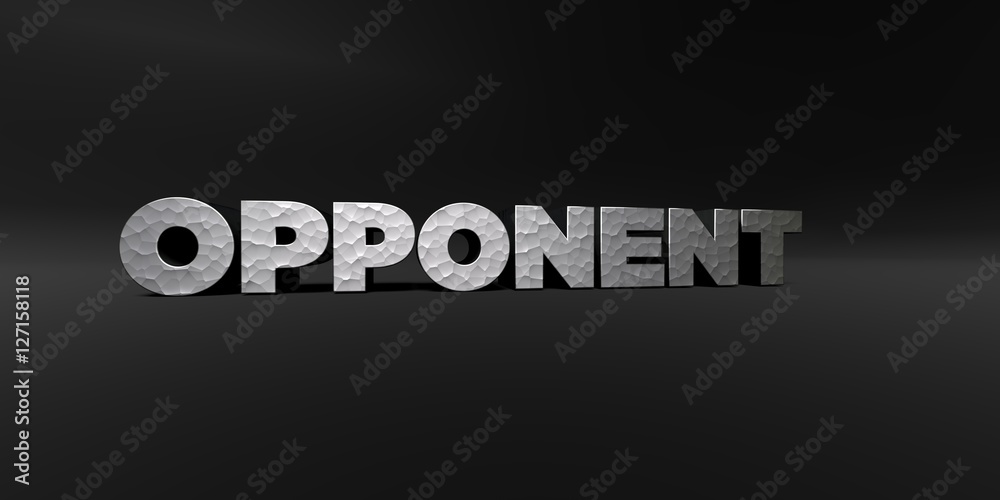 OPPONENT - hammered metal finish text on black studio - 3D rendered royalty free stock photo. This image can be used for an online website banner ad or a print postcard. OPPONENT - hammered metal finish text on black studio - 3D rendered royalty free stock photo. This image can be used for an online website banner ad or a print postcard.