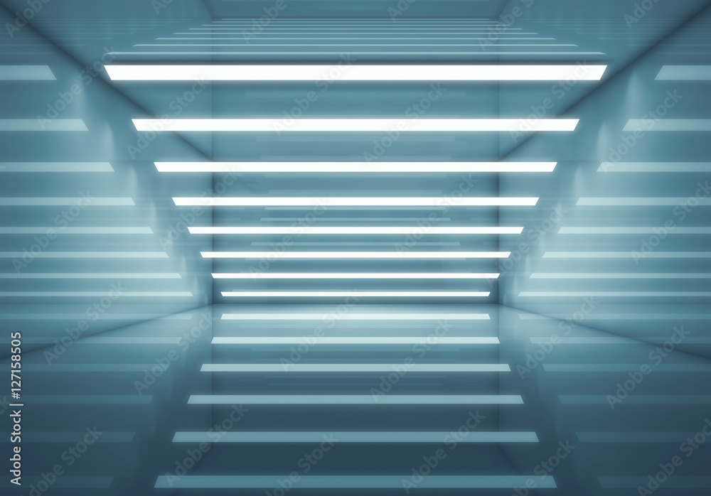 Obraz premium Blue room interior, abstract 3d render