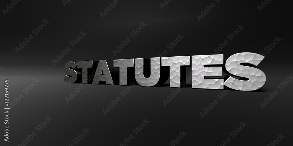 STATUTES - hammered metal finish text on black studio - 3D rendered royalty free stock photo. This image can be used for an online website banner ad or a print postcard. STATUTES - hammered metal finish text on black studio - 3D rendered royalty free stock photo. This image can be used for an online website banner ad or a print postcard.