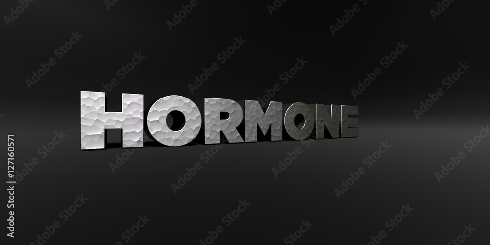 HORMONE - hammered metal finish text on black studio - 3D rendered royalty free stock photo. This image can be used for an online website banner ad or a print postcard. HORMONE - hammered metal finish text on black studio - 3D rendered royalty free stock photo. This image can be used for an online website banner ad or a print postcard.