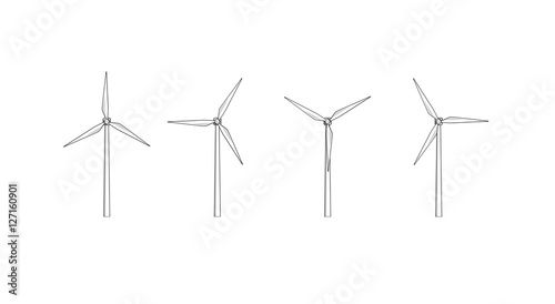 Vector image of wind turbines