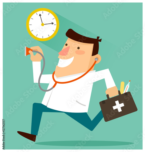 Happy doctor ready to treat patients around the clock