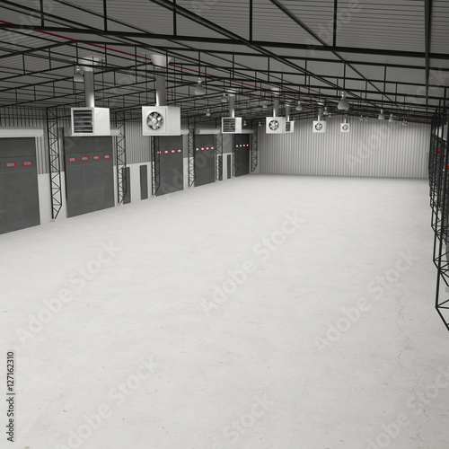 Interior of an empty storage room. 3D illustration