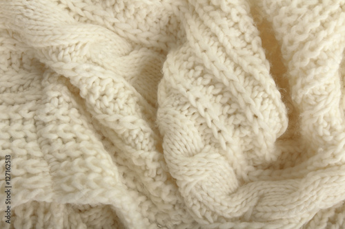 Close-up of a piece of white knit fabric
