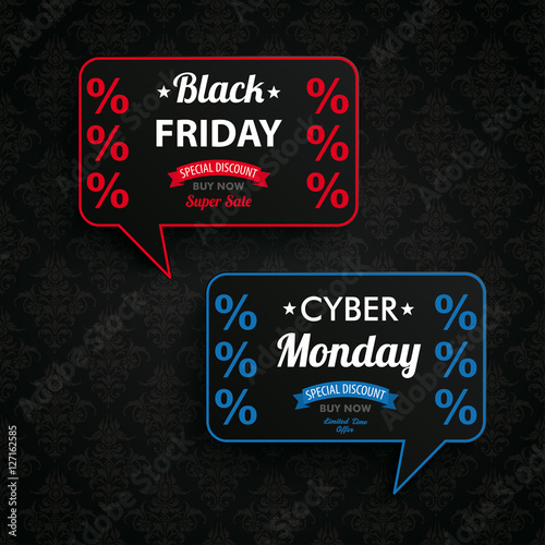 Black Friday Cyber Monday Ornaments 2 Speech Bubbles