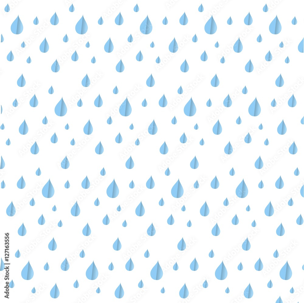 Seamless blue rein drop pattern on white, stock vector illustration