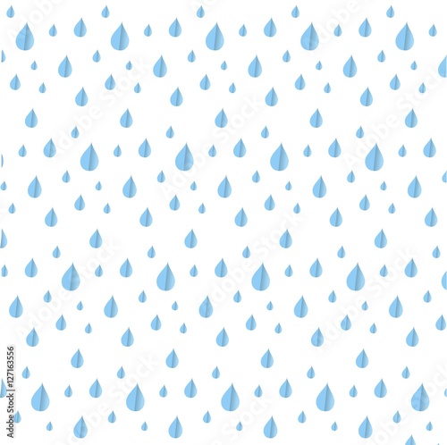 Billede på lærred Seamless blue rein drop pattern on white, stock vector illustration
