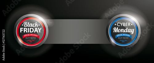 2 Buttons Black Friday Cyber Monday Banner