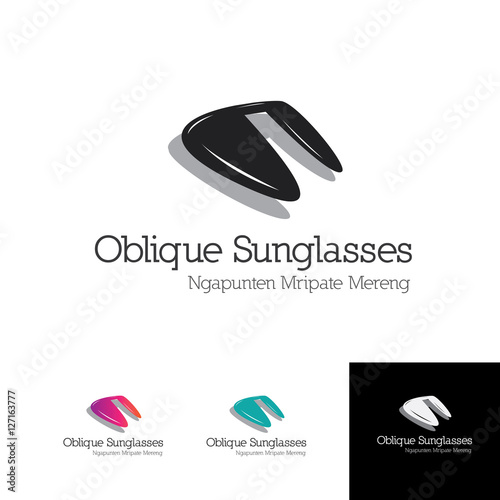 Oblique Sunglasses with bright shine shadow photo