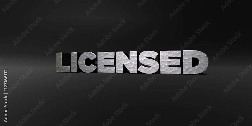 LICENSED - hammered metal finish text on black studio - 3D rendered royalty free stock photo. This image can be used for an online website banner ad or a print postcard. LICENSED - hammered metal finish text on black studio - 3D rendered royalty free stock photo. This image can be used for an online website banner ad or a print postcard.