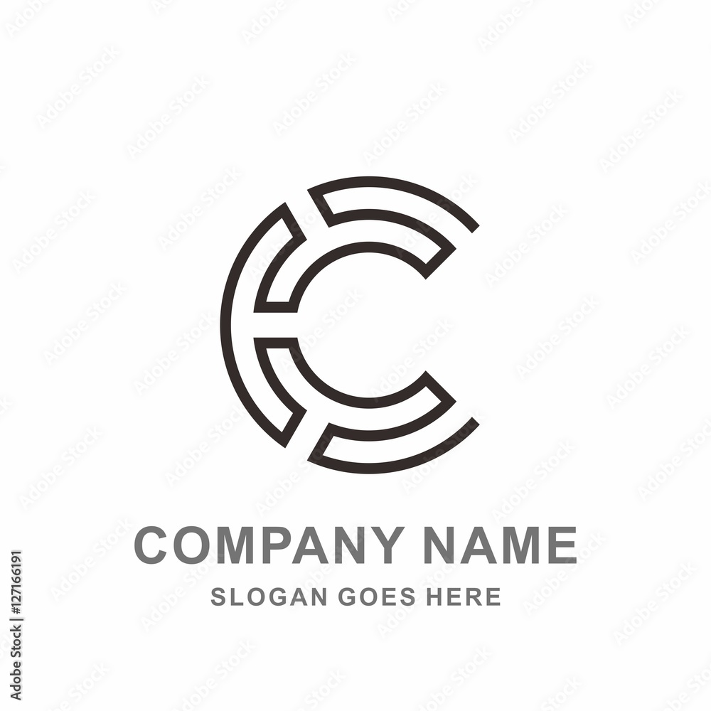 Monogram Letter C Geometric Circle Strips Outline Business Company Stock Vector Logo Design Template 