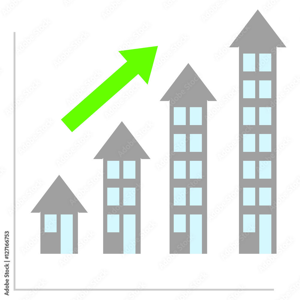 Nuttig Pamflet Junior Aantal verkochte huizen stijgt Stock Vector | Adobe Stock