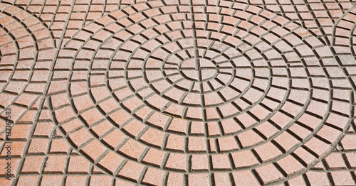 Close up Circle Pattern Stone pavement 