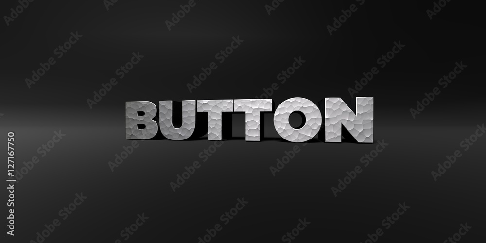 BUTTON - hammered metal finish text on black studio - 3D rendered royalty free stock photo. This image can be used for an online website banner ad or a print postcard. BUTTON - hammered metal finish text on black studio - 3D rendered royalty free stock photo. This image can be used for an online website banner ad or a print postcard.
