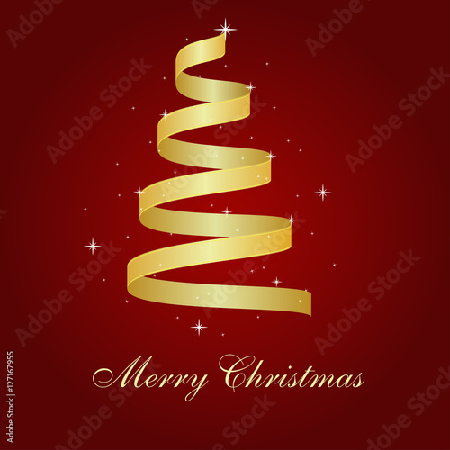 Merry Christmas card. Stylized ribbon Christmas tree. Vector illustration