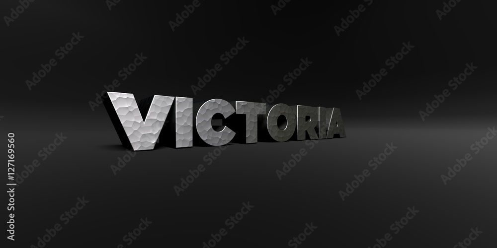 VICTORIA - hammered metal finish text on black studio - 3D rendered royalty free stock photo. This image can be used for an online website banner ad or a print postcard. VICTORIA - hammered metal finish text on black studio - 3D rendered royalty free stock photo. This image can be used for an online website banner ad or a print postcard.