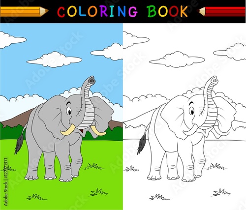 Cartoon elephant coloring book