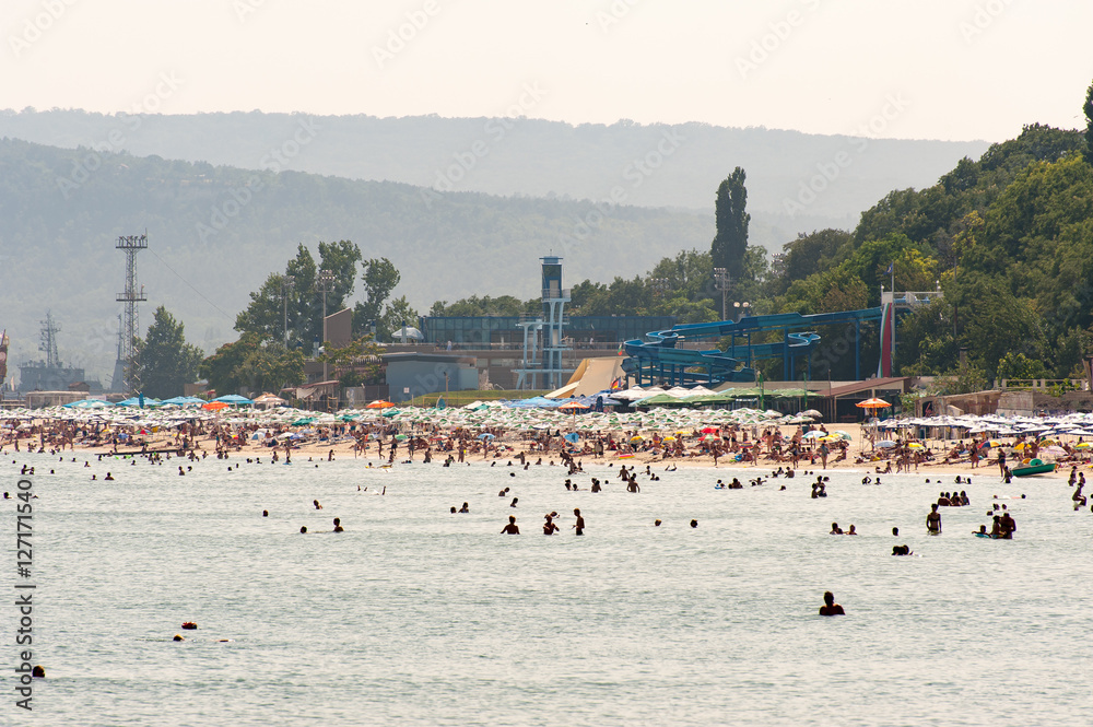 Crowded beach in Varna, Bulgaria