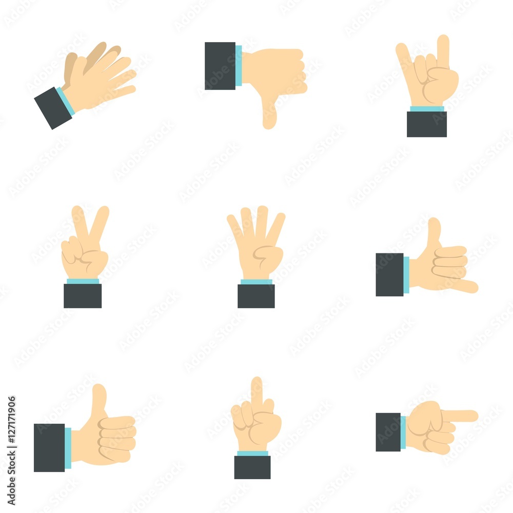 Gestural icons set. Flat illustration of 9 gestural vector icons for web Gestural icons set. Flat illustration of 9 gestural vector icons for web