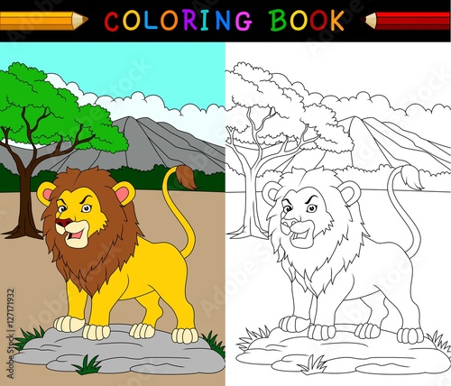 Fototapeta Naklejka Na Ścianę i Meble -  Cartoon lion coloring book