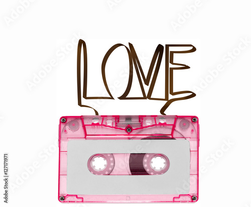 cassette tabe for music reccord in love concept photo