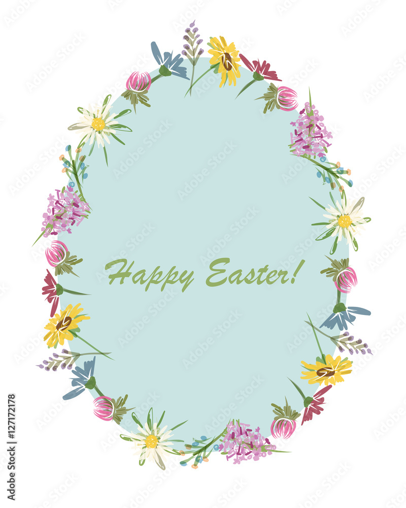 Fototapeta premium Easter, floral egg for your design