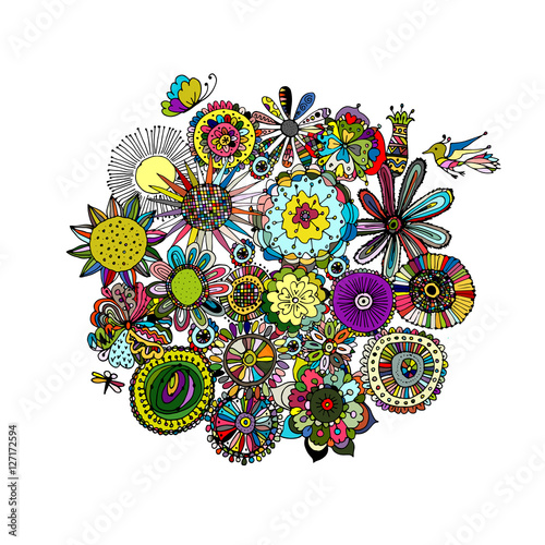 Floral frame, sketch for your design