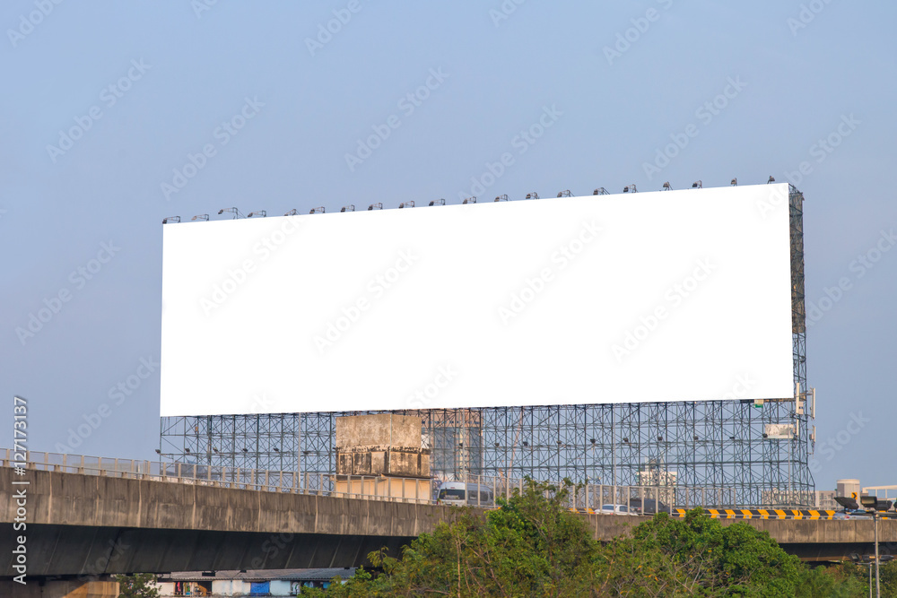 large blank billboard on road with city view background large blank billboard on road with city view background