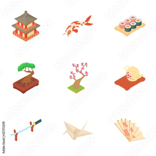 Country South Korea icons set. Cartoon illustration of 9 country South Korea vector icons for web