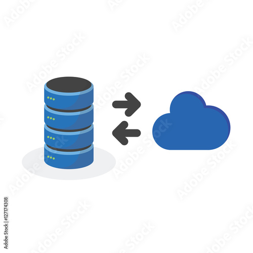 Data storage icon with connect cloud base storage