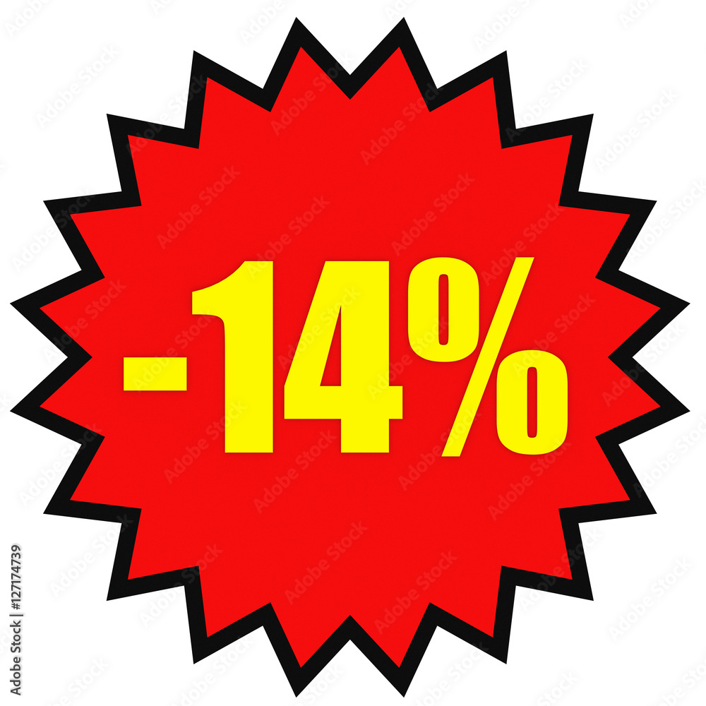 Discount 14 percent off. 3D illustration on white background. Discount 14 percent off. 3D illustration on white background.