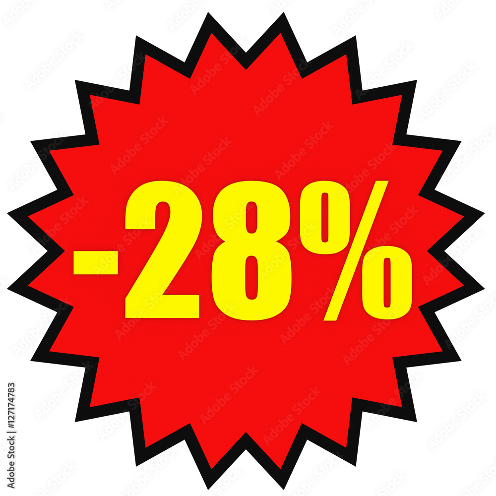 Discount 28 percent off. 3D illustration on white background. Discount 28 percent off. 3D illustration on white background.