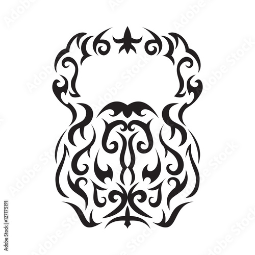 Stylized kettlebell - tribal illustration