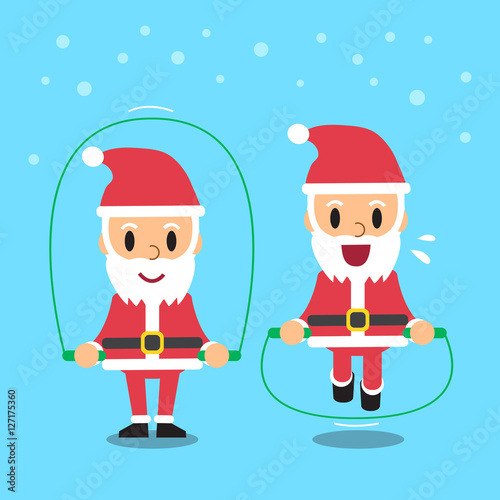 Cartoon santa claus jumping rope