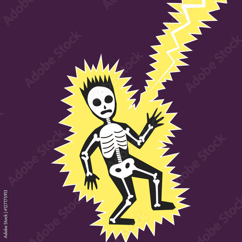 Lightning hit the man cartoon vector illustration