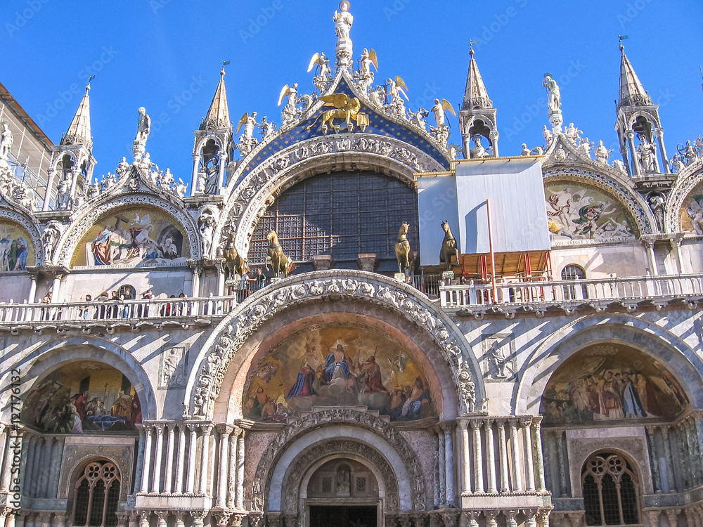 San Marco Basilica in Venice. The main church of the city, located in San Marco square popular landmark in Italy.