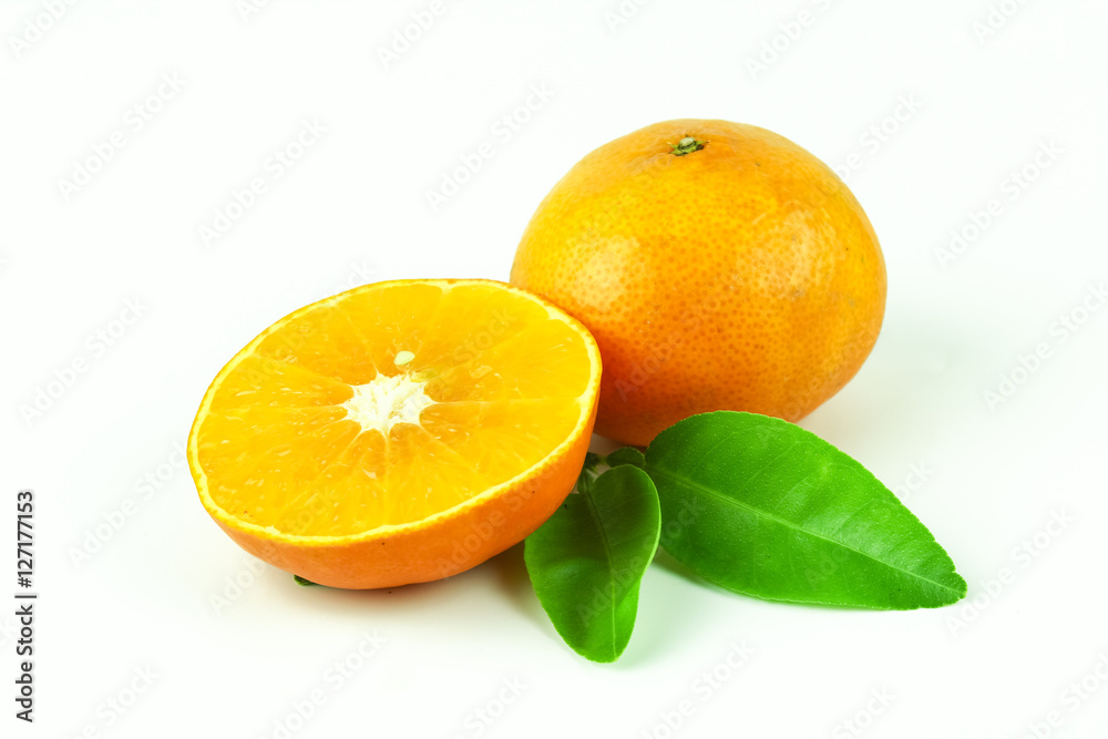 Fototapeta premium orange fruit slice isolated on white background