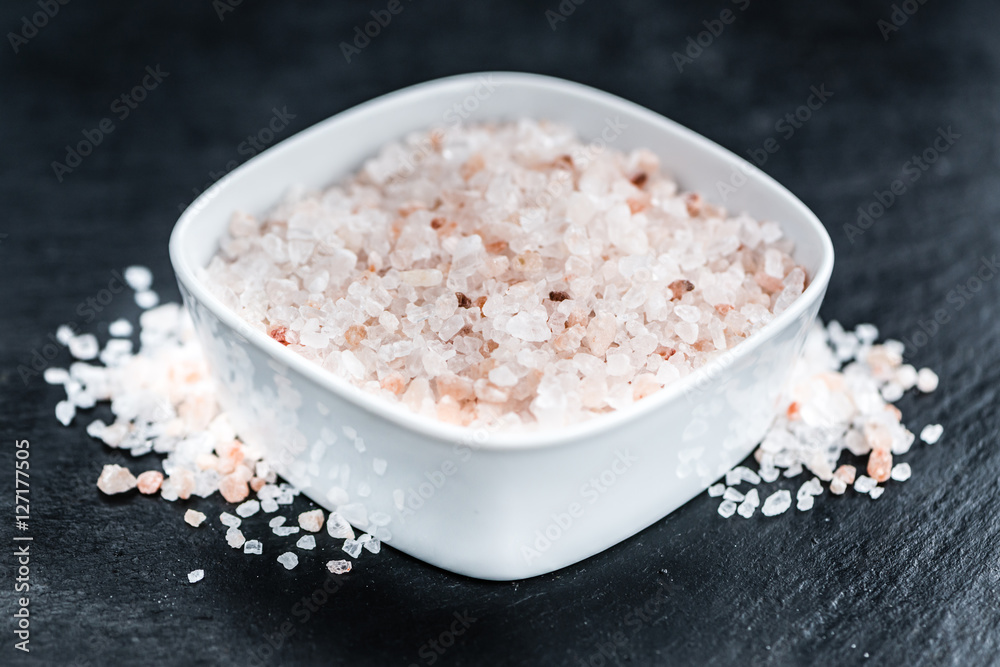 Pink Salt on a slate slab (selective focus) Pink Salt on a slate slab (selective focus)