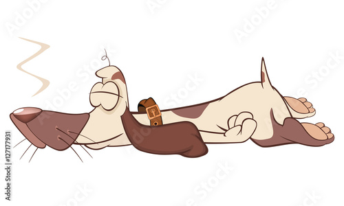 Illustration of a Cute Hunting Dog. Cartoon Character