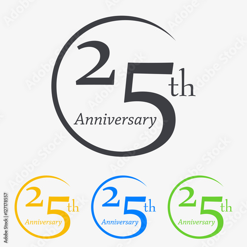 Icono plano 25th Anniversary en varios colores